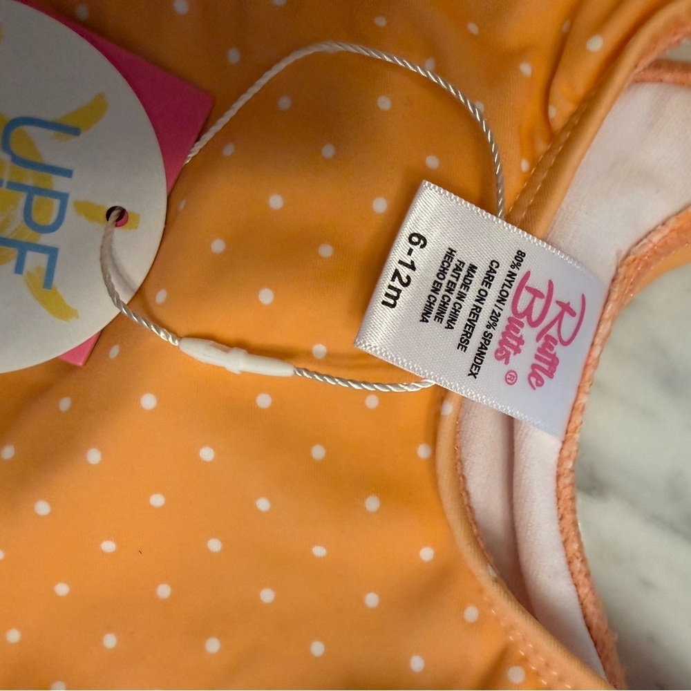 NWT Ruffle Butts Orange Polka Dot and Stripe Bikini - Picture 5 of 6